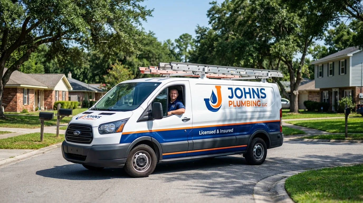 Johns Plumbing LLC service van in Montgomery Village, MD