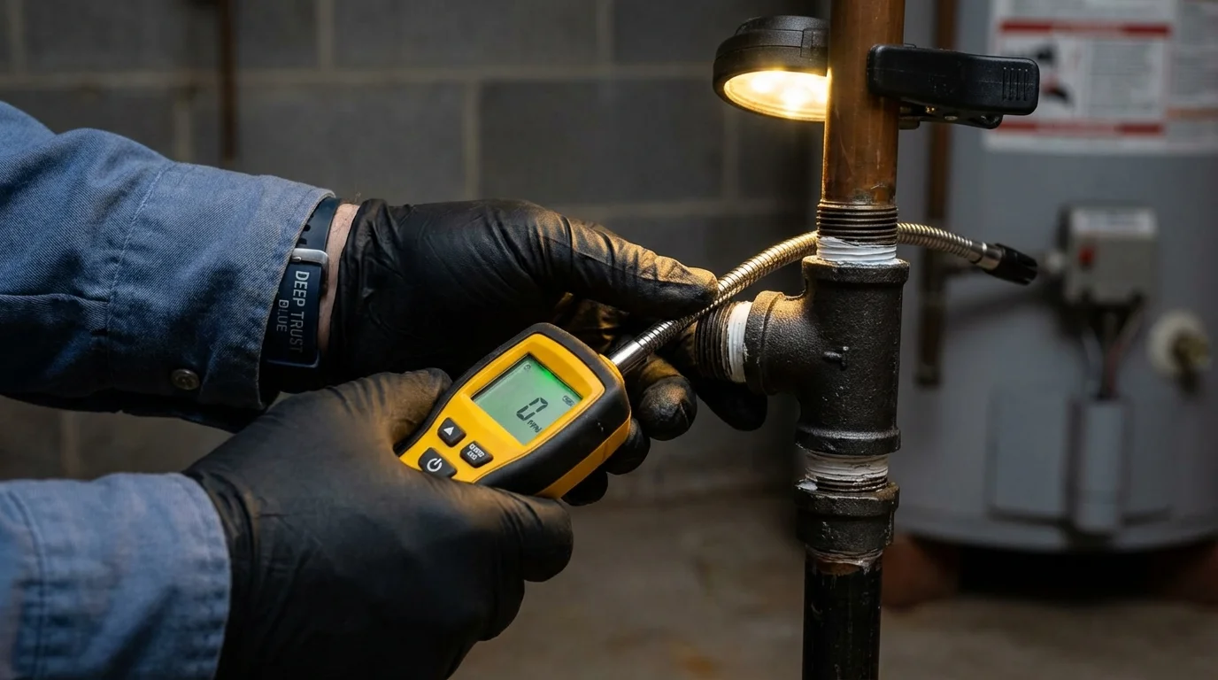 Gas leak detection with electronic sniffer by Johns Plumbing LLC in Montgomery Village