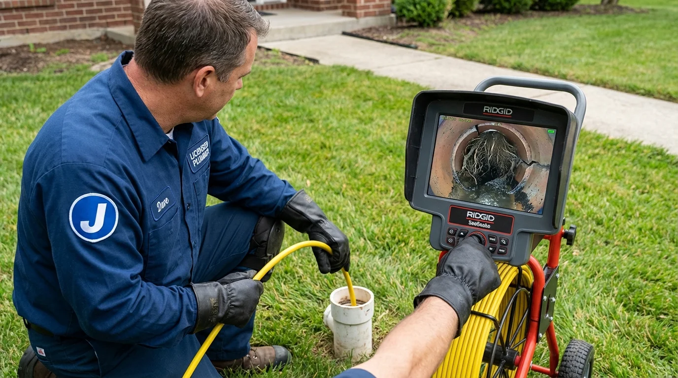 Sewer camera inspection being performed by Johns Plumbing LLC in Montgomery Village